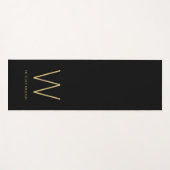 Moderne zwarte gouden minimalistische monogram yogamat (Voorkant (horizontaal))