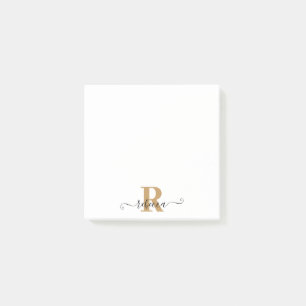 Moderne zwarte gouden monogram Handtekening Manusc Post-it® Notes