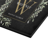 Moderne Zwarte Gouden Monogram Moderne Groene Tint Snijplank (Hoek)