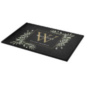 Moderne Zwarte Gouden Monogram Moderne Groene Tint Snijplank (Hoek)