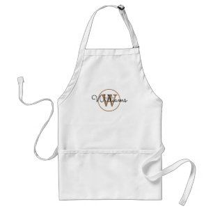 Moderne Zwarte Gouden Monogram Script Familienaam Standaard Schort