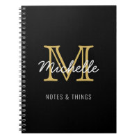 Moderne zwarte gouden persoonlijke naam monogramme
