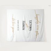 Moderne Zwarte Gouden Script Minimale Trouwdag Wandkleed (Voorkant (horizontaal))