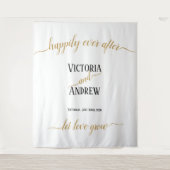 Moderne Zwarte Gouden Script Minimale Trouwdag Wandkleed (Voorkant)