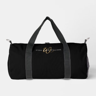 Moderne Zwarte Gouden Script Monogram Plunjezak