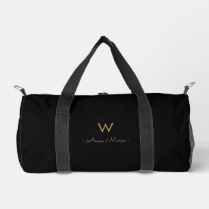 Moderne Zwarte Gouden Script Monogram Plunjezak