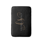 Moderne zwarte goudfilm, afgebeeld in script badmat (Voorkant Verticaal)