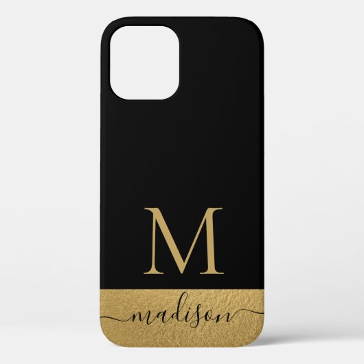 Moderne zwarte goudfilm, afgebeeld in script Case-Mate iPhone case (Achterkant)