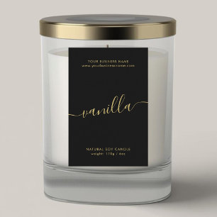 Moderne zwarte goudkaarsenlabel met zwarte kaars voedselcontainer etiket