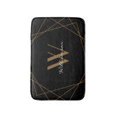 Moderne zwarte goudlegant witmonogram script badmat (Voorkant Verticaal)