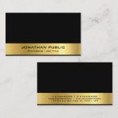 Moderne zwarte goudminalistische Sjabloon Visitekaartje (Voorkant / Achterkant)