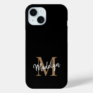 Moderne zwarte goudmonogram Feminine Script Name