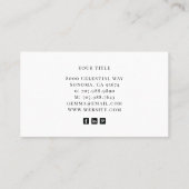 Moderne zwarte goudmonogram Feminine Script Name Visitekaartje (Achterkant)