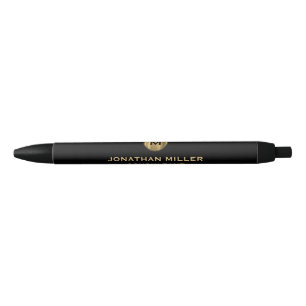 Moderne zwarte goudmonogram inkt pen