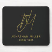 Moderne zwarte goudmonogram muismat (Voorkant)