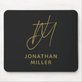 Moderne zwarte goudmonogram muismat (Voorkant)