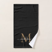 Moderne zwarte goudmonogram naam bad handdoek (Handdoek)