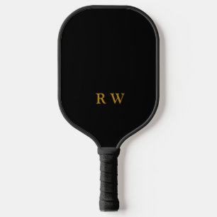 Moderne zwarte goudmonogram pickleball paddle