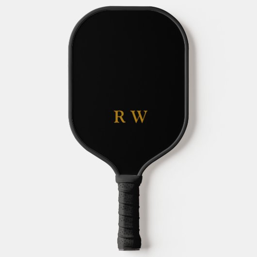 Moderne zwarte goudmonogram pickleball paddle (Voorkant)