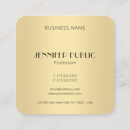 Moderne zwarte goudmonogrammen Sjabloon Vierkante Visitekaartje (Achterkant)