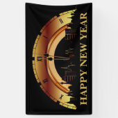 Moderne zwarte & goudnieuwe jaren! spandoek (Verticaal)