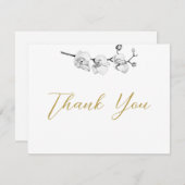 Moderne zwarte goudorchideeën bruiloft bedankkaart (Voorkant / Achterkant)