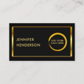 Moderne zwarte goudprofessional toevoegen logo visitekaartje (Voorkant)