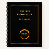 Moderne zwarte goudprofessionele logo notitieboek (Voorkant)