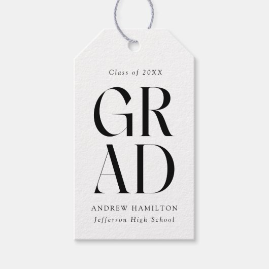 Moderne Zwarte Grad Afstudeer Favor Cadeaulabel (Voorkant)