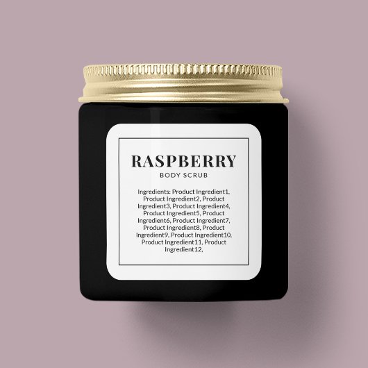 Moderne zwarte grenslijst van ingrediënten vierkante sticker