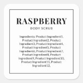 Moderne zwarte grenslijst van ingrediënten vierkante sticker (Voorkant)