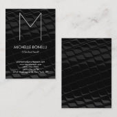 Moderne zwarte grijze monogram visitekaartje (Voorkant / Achterkant)
