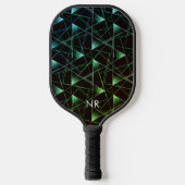 Moderne Zwarte Groene Blauwe Koele Abstracte Monog Pickleball Paddle (Voorkant)
