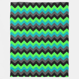 Moderne Zwarte Groene Chevrons Grote Fleece Deken