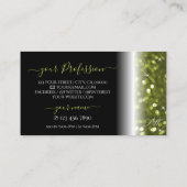 Moderne zwarte groene sparkle Glitter-Initialen Visitekaartje (Achterkant)