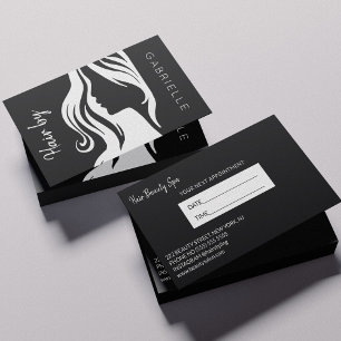 Moderne zwarte haarsalon volgende afspraak visitekaartje