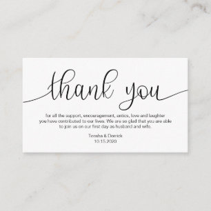 Moderne Zwarte Hand Geletterd, Wedding Dank u Informatiekaartje