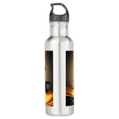 Moderne zwarte hengst in de woestijn waterfles  (Achterkant)