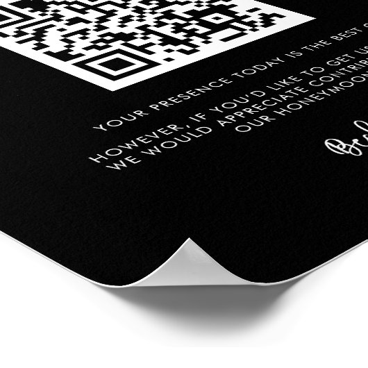 moderne zwarte Honeymoon-code QR-code Poster (Hoek)