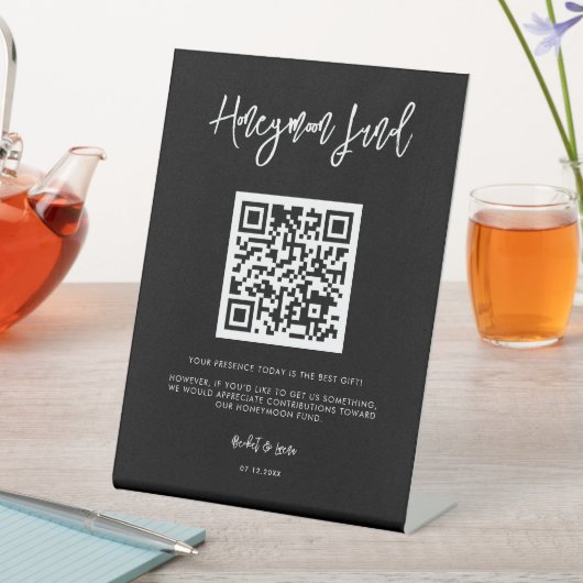moderne zwarte Honeymoon-code QR-code Reclamebord Met Voetstuk (Insitu)