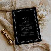 Moderne Zwarte Huwelijksuitnodiging / AVERY Suite Kaart