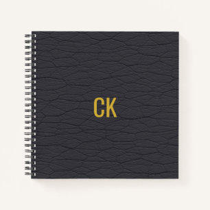 Moderne zwarte Initialen van het lantaarnpatroon Notitieboek