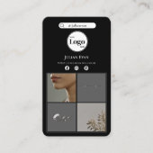 Moderne Zwarte Instagram 4 Fotocollage Visitekaartje (Voorkant)