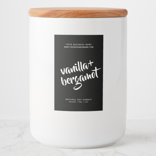 Moderne zwarte-kaarsenlabel voedselcontainer etiket (Voorkant)