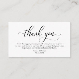 Moderne zwarte kalligrafie, bruiloft Dank je Informatiekaartje