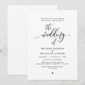 Moderne zwarte kalligrafie, bruiloft kaart (Voorkant / Achterkant)