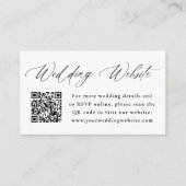 Moderne Zwarte Kalligrafie Trouwwebsite QR Code Informatiekaartje (Voorkant)