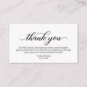 Moderne zwarte kalligrafie Weddenschap Bedankt Informatiekaartje