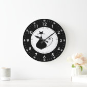 Moderne zwarte kat met verfprinters grote klok (Huis)