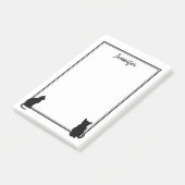 Moderne zwarte kat silhouettes wit gepersonaliseer post-it® notes (Schuin)